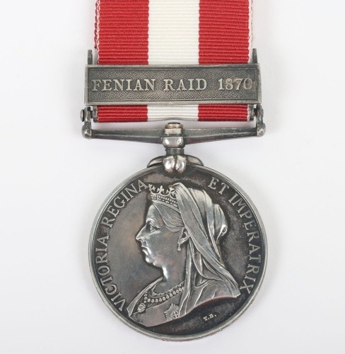 A Good 1870 Fenian Raid Canada General Service Medal to an Officer in the 61st Battalion