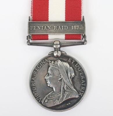 A Good 1870 Fenian Raid Canada General Service Medal to an Officer in the 61st Battalion