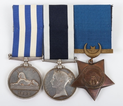 Victorian Royal Navy Long Service and Egypt & Sudan Campaign Medal Group of 3 to a Royal Navy Plumber