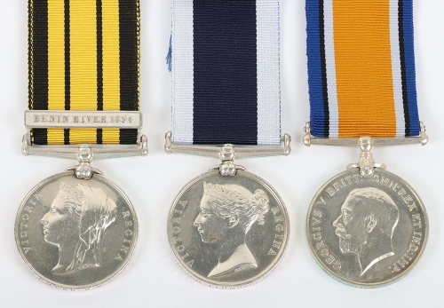 Victorian Benin River Campaign and Great War Long Service Medal Group of 3 to a Plumber in the Royal Navy