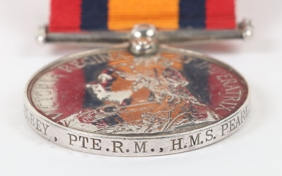 Queens South Africa Medal for the Boer War Awarded to a Royal Marine on H.M.S. Pearl - 2