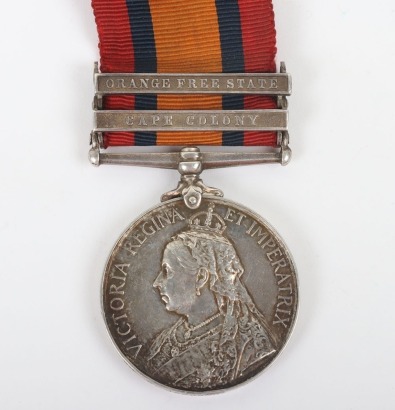 Queens South Africa Medal to a Recipient in the Norfolk Regiment who was Invalided Home