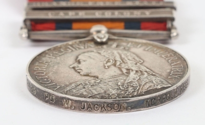 Queens South Africa Medal to a Recipient in the Norfolk Regiment who was Invalided Home - 4