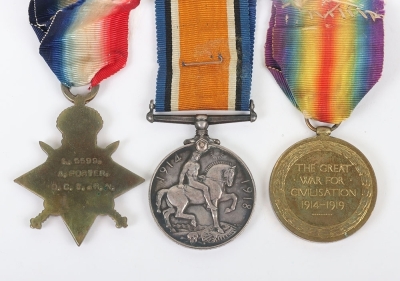 Great War 1914-15 Star Medal Trio to an Officers Cook in the Royal Navy who was Discharged After Less than a Year&rsquo;s Service with his Services no Longer Being Required - 3