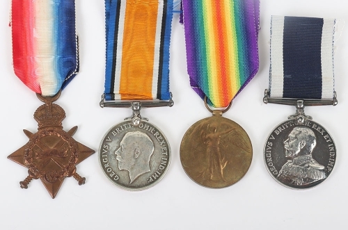 Royal Navy Great War 1914-15 Star Medal Trio and Long Service Good Conduct Medal Group of 4 to an Engine Room Artificer