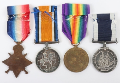 Royal Navy Great War 1914-15 Star Medal Trio and Long Service Good Conduct Medal Group of 4 to an Engine Room Artificer - 4