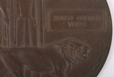 Great War August 1916 Battle of the Somme Casualty Medal Pair and Memorial Plaque to the Sussex Yeomanry - 7