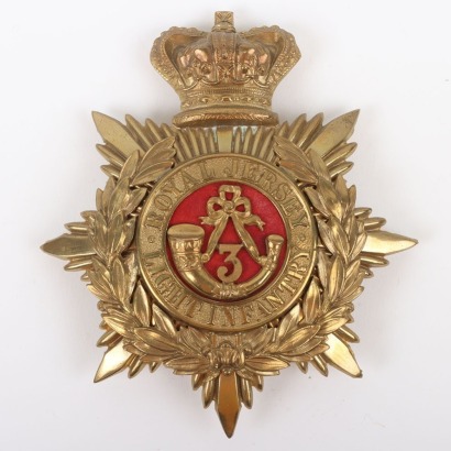 Victorian 3rd Royal Jersey Light Infantry Officers Home Service Helmet Plate