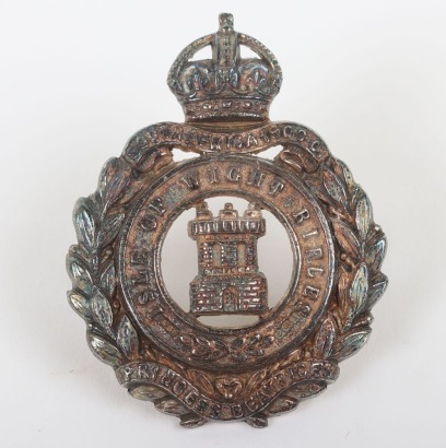 Hallmarked Silver Isle of Wight Rifles Officers Cap Badge