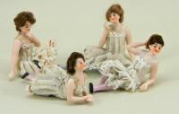 Four Galluba & Hofmann all bisque Lace Ladies, German circa 1910,