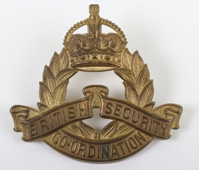 Rare WW2 British Security Co-Ordination Headdress Badge