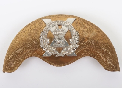 1915 Hallmarked Silver and Brass Sporran Cantle of the Gordon Highlanders