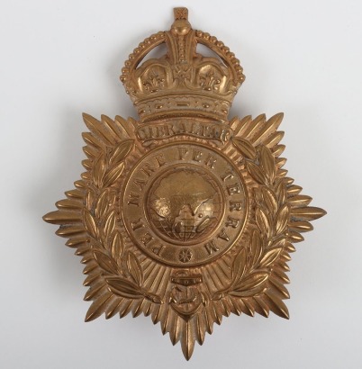 Post 1902 Royal Marines Other Ranks Home Service Helmet Plate
