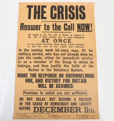 WW1 British Recruiting Poster by the Joint Labour Recruitment Committee