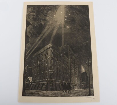 Victor Bibikov 1903-73, Moscow 1941, Linocut, dated 1943,