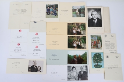 Archive of Christmas Cards and Personal Invitations from Labour Prime Minister Harold Wilson, the items were all given to former No10 Downing Street worker, Mrs E Smith. All remain in good condition, some items are pre-printed and some hand signed. This c