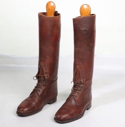 WW1 Canadian Officers Boots with Wooden Trees, Attributed
