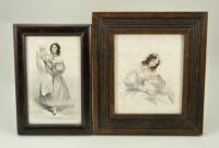 Charming pair of pictures of mother and her baby, English mid nineteenth century,