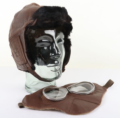 WW1 Period Flying Helmet & Goggles, RFC Representation.