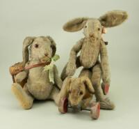 Three Steiff Rabbits, German 1930s,
