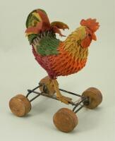 Steiff felt Cockerel on wheels, circa 1915,