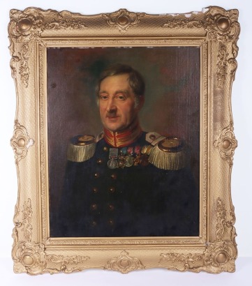 Impressive Painting of Imperial German Officer Wearing Napoleonic Campaign Medals