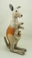 Large rare Steiff mohair standing Kangaroo and Joey, German 1930s