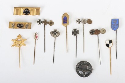 13 Stickpins of Different WW1 / Imperial German Organisations