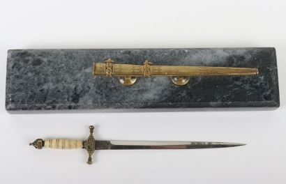 Miniature Imperial German Naval Dagger on Marble Base