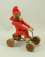 Steiff felt Record-Peter monkey on wheels, German 1920s,