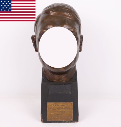Large Bronzed Adolf Hitler Head Liberated from Kiel, Germany in 1945