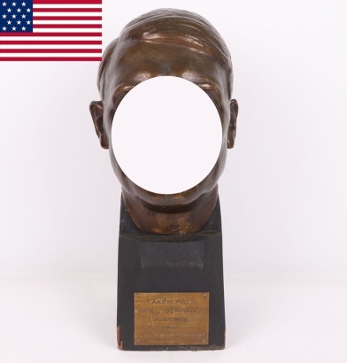 Large Bronzed Adolf Hitler Head Liberated from Kiel, Germany in 1945