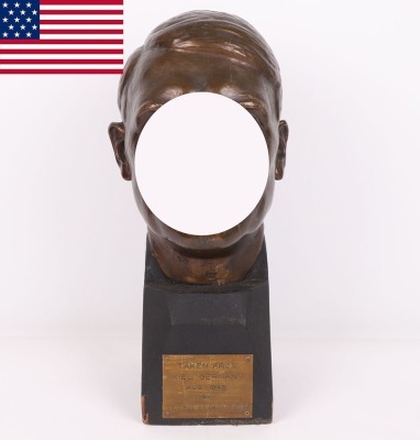 Large Bronzed Adolf Hitler Head Liberated from Kiel, Germany in 1945