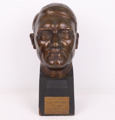 Large Bronzed Adolf Hitler Head Liberated from Kiel, Germany in 1945 - 8
