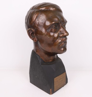 Large Bronzed Adolf Hitler Head Liberated from Kiel, Germany in 1945 - 9