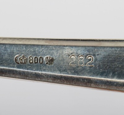 Third Reich Deutsche Reichsbahn Silver Dessert Fork from Adolf Hitler's Glass Observation Wagon, the small dessert fork has the eagle and swastika with 'D' and 'R' to the lower stem. Reverse with German 800 silver marks and the wagon number '282'. General - 3