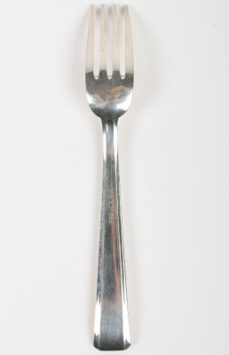 Third Reich Deutsche Reichsbahn Silver Dessert Fork from Adolf Hitler's Glass Observation Wagon, the small dessert fork has the eagle and swastika with 'D' and 'R' to the lower stem. Reverse with German 800 silver marks and the wagon number '282'. General - 4