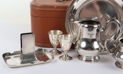 Third Reich NSDAP 8 Piece Silver Plated Table Service Grouping by Famous Third Reich Silversmith Wellner - 5