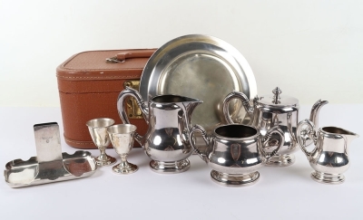 Third Reich NSDAP 8 Piece Silver Plated Table Service Grouping by Famous Third Reich Silversmith Wellner - 9