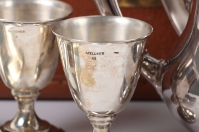 Third Reich NSDAP 8 Piece Silver Plated Table Service Grouping by Famous Third Reich Silversmith Wellner - 11