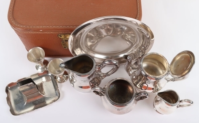 Third Reich NSDAP 8 Piece Silver Plated Table Service Grouping by Famous Third Reich Silversmith Wellner - 15