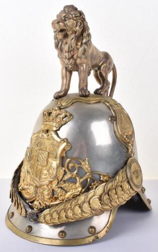 Rare Bavarian M1852 Royal Bavarian Hartschiere Life Guards Enlisted Mans Helmet, The Personal Bodyguard of King Ludwig II of Bavaria