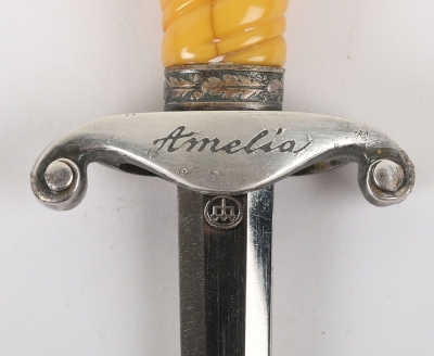 Miniaiture German Army Officers Dagger with Named Cross Guard - 8