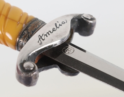 Miniaiture German Army Officers Dagger with Named Cross Guard - 9