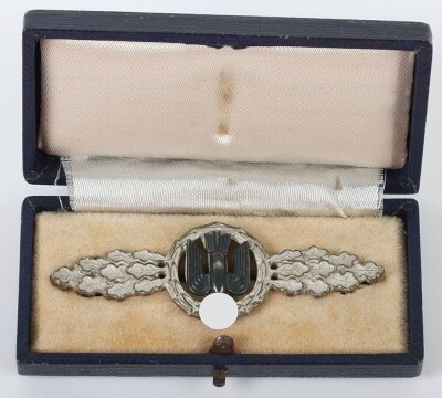 WW2 German Luftwaffe Operational Flight Clasp for Bombers in Silver with Original Box of Issue