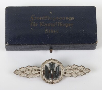 WW2 German Luftwaffe Operational Flight Clasp for Bombers in Silver with Original Box of Issue - 3