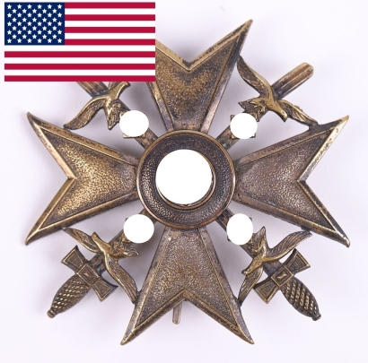 Third Reich Spanish Cross with Swords in Silver by C E Juncker