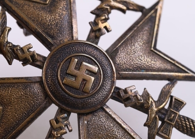 Third Reich Spanish Cross with Swords in Silver by C E Juncker - 3