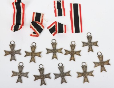 10x Third Reich War Merit Cross 2nd Class Without Swords. All with maker mark &ldquo;15&rdquo; for Friedrick Orth and in generally good condition, with many having the bronze finish preserved. With some additional ribbons added. - 6