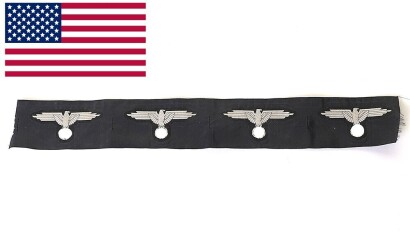 Uncut Strip of 4 Waffen-SS Bevo Cap Eagles